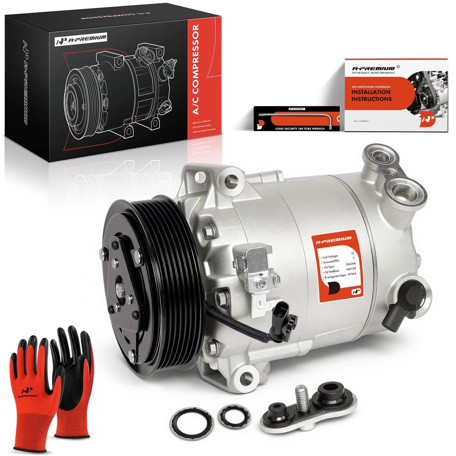 A/C Compressor with Clutch for Chevrolet Malibu, Impala, Buick LaCrosse 