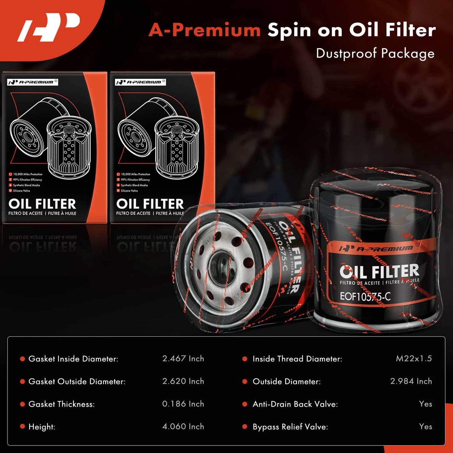 2X Engine Oil Filter for Ford F-150 (2011–2023) Chevrolet Silverado 1500