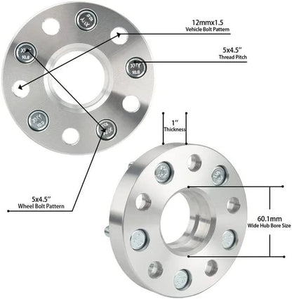 2x1" 5x4.5 M12x1.5 Hubcentric Wheel Spacers for Toyota Avalon (1995–2022)