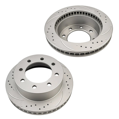 Front Drilled Slotted Disc Brake Rotors for 2000–2002 Dodge Ram 2500/3500 (2PC)