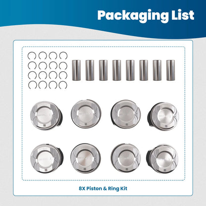 8PCS Engine Pistons Kit for Mercedes GL450 GL550 GLS550 (2013–2019)
