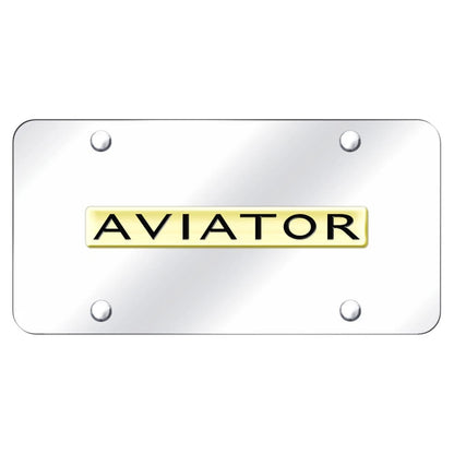 Gold Name on Chrome License Plate - Officially Licensed for Lincoln Aviator