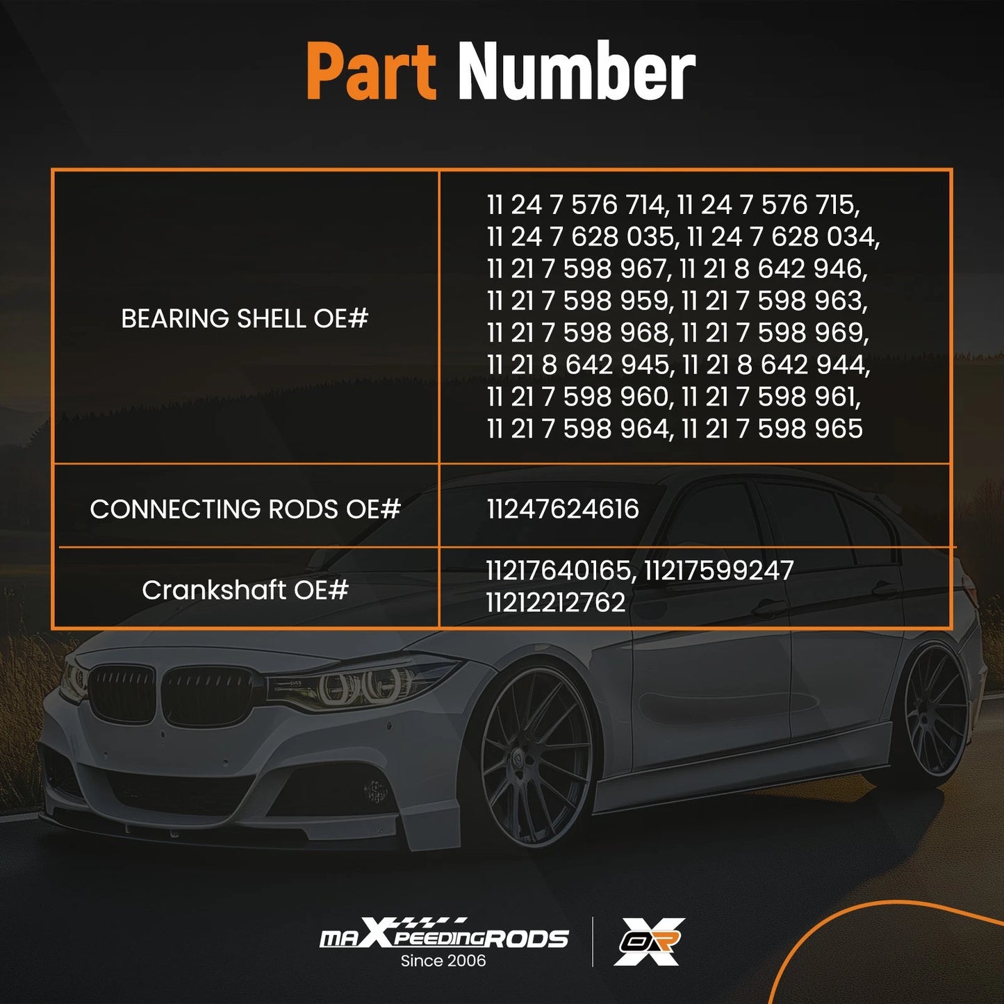 Crankshaft w/ Connecting Rods & Bearings Kit for BMW N20 320i 328i 528i (2012–2019)