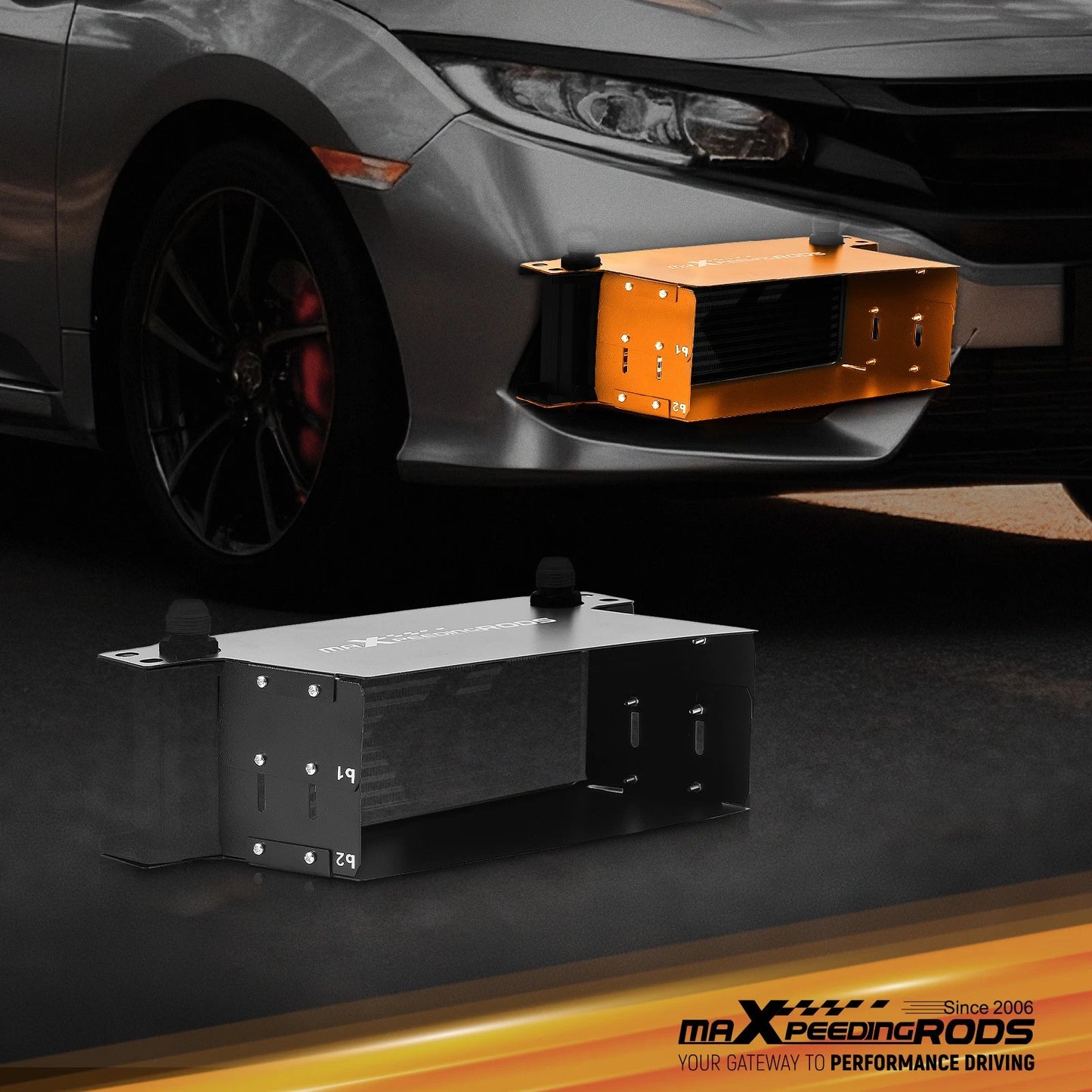 Adjustable Oil Cooler Air Guide Plate Set Black for Ford (2007–2013)