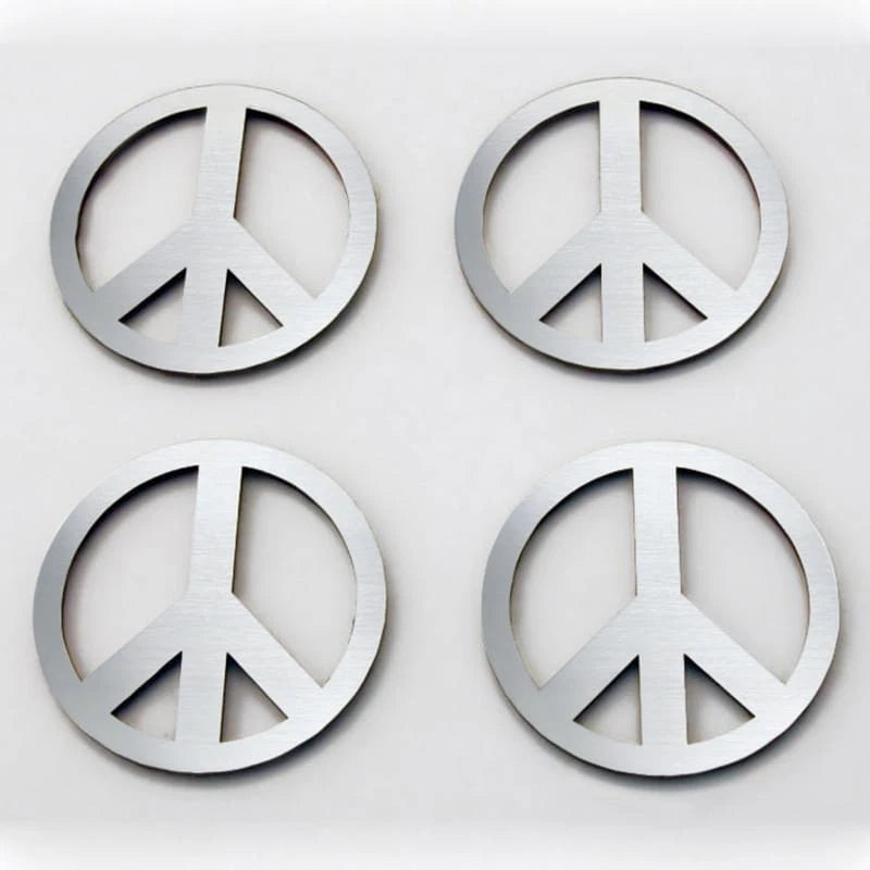 4pc Brushed Stainless Steel Peace Sign Emblem Kit - American Car Craft