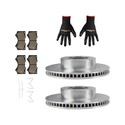 Front Left Right Brake Disc Rotors and Ceramic Pads Kit for Toyota Tundra (2007–2021)