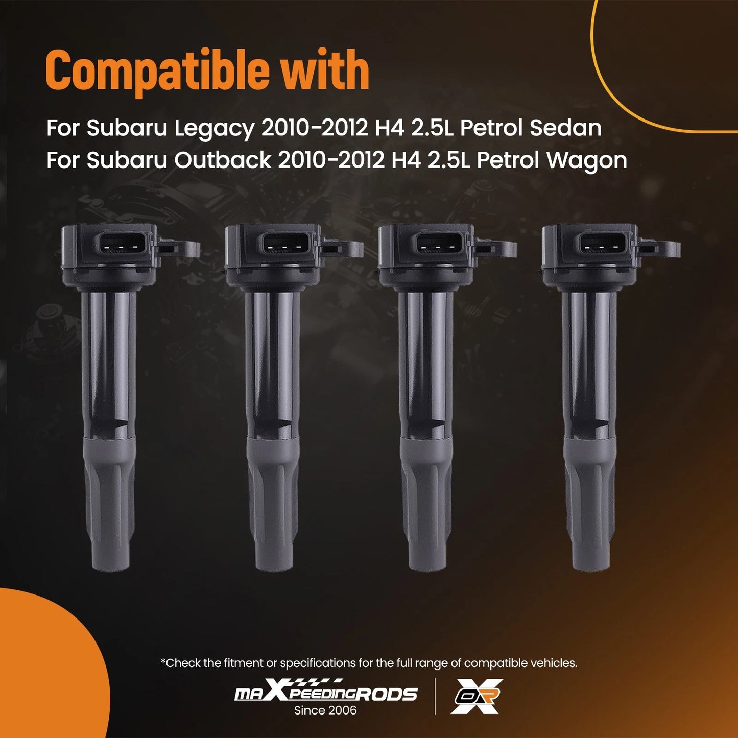 4x Direct Mount Ignition Coils for Subaru Legacy/Outback (2010–2012)