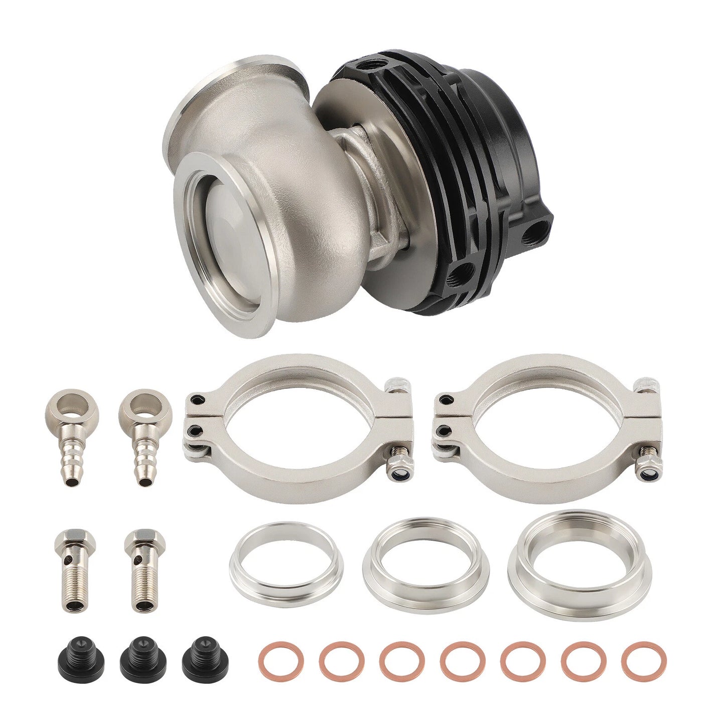 38mm External Wastegate V-Band Clamp & Aluminum Flange for 22PSI Springs (2000–2006)