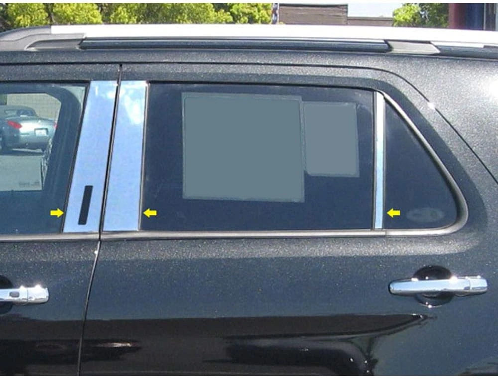 6p Luxury FX Chrome Pillar Post Set w/Keyless Entry For 2011-2019 Ford Explorer