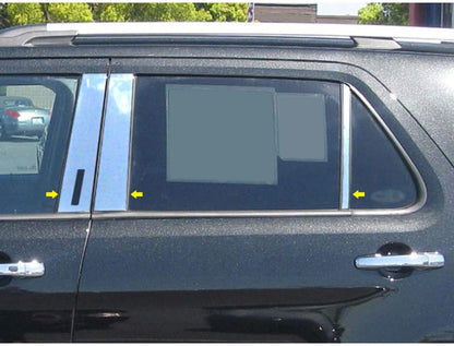 6p Luxury FX Chrome Pillar Post Set w/Keyless Entry For 2011-2019 Ford Explorer