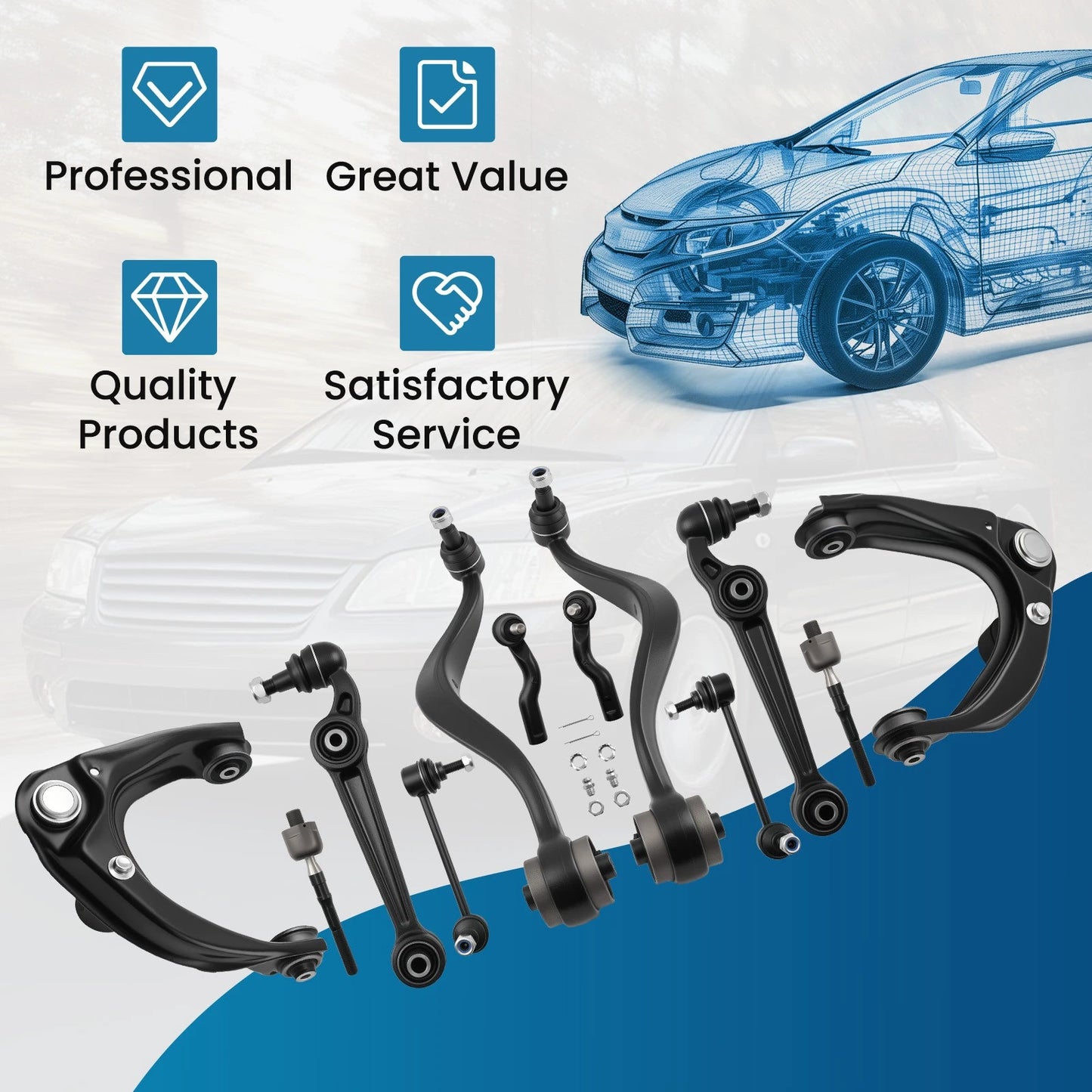 Front Lower Upper Control Arm Stabilizer Bar Link for Ford Fusion MKZ (2006–2007)
