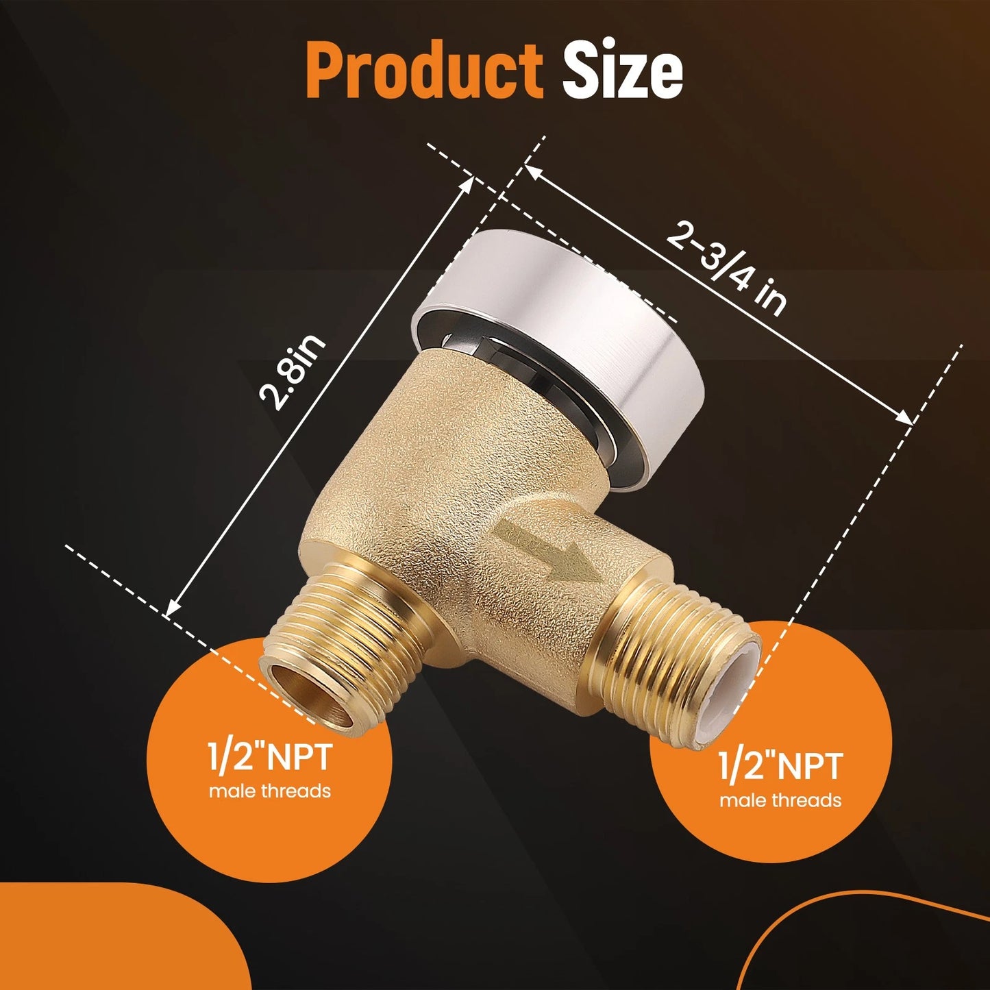 Brass RV Camper Black Tank Vacuum Breaker Check Valve for 571-VAC-CHK-A (2012–2014)