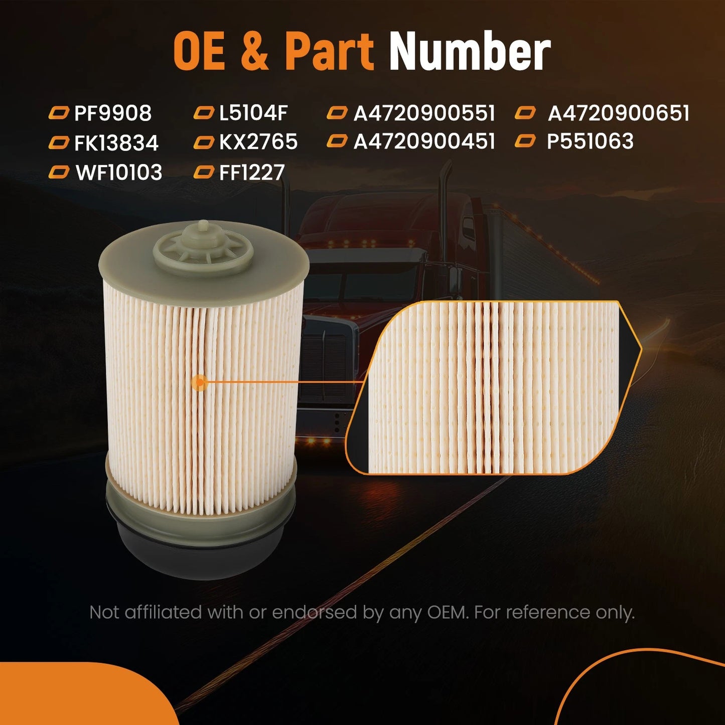 Fuel Filter for Freightliner 114SD 112SD Cascadia (2013–2019)