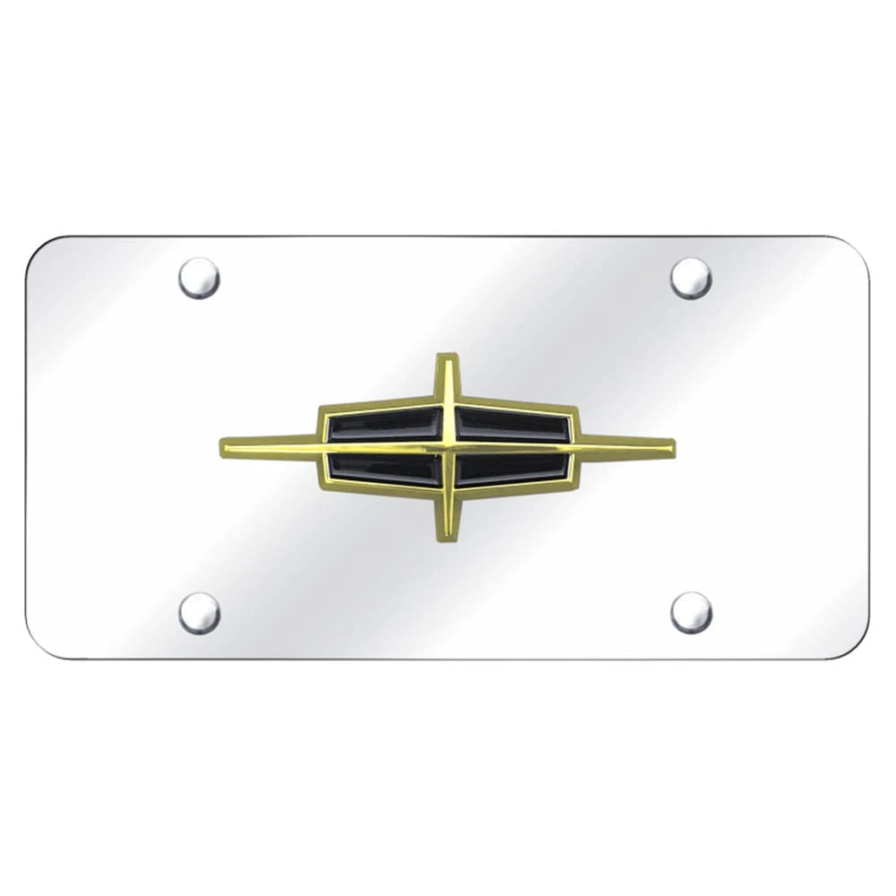Gold/Black Horizontal Logo on Chrome Plate - Officially Licensed for Lincoln