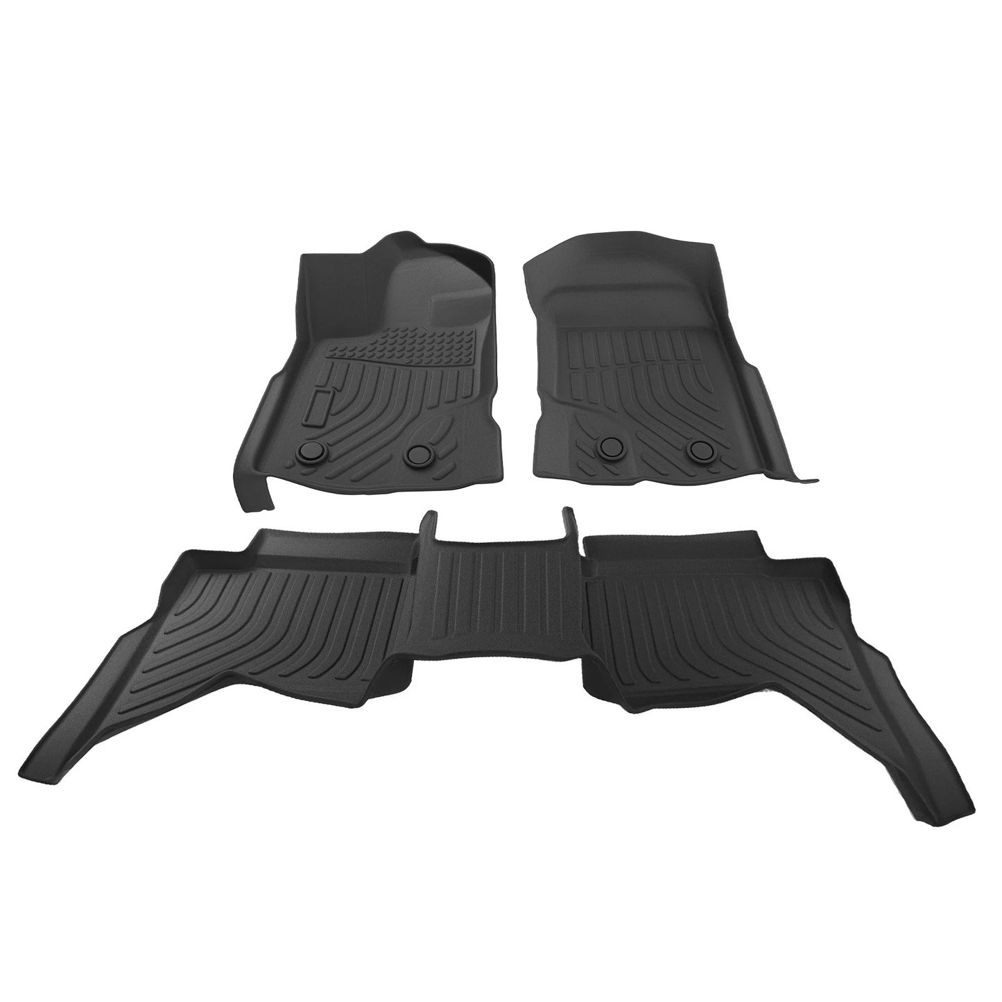 Black TPE Carpet Floor Mats for Ford Ranger SuperCrew Cab (2019–2023)