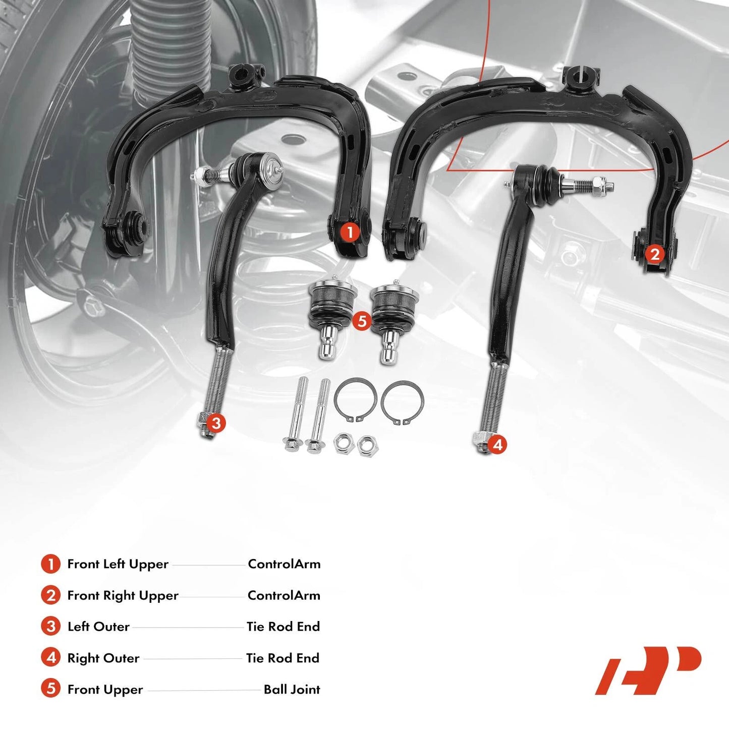 6x Front Upper Control Arm Tie Rod End for Chevrolet Trailblazer (2002–2009)