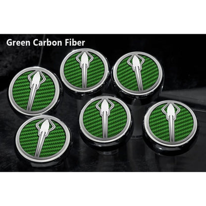 Chrome Stingray Cap Covers w/Green C-Fiber Inlay for 2014-19 Corvette Z06 Manual