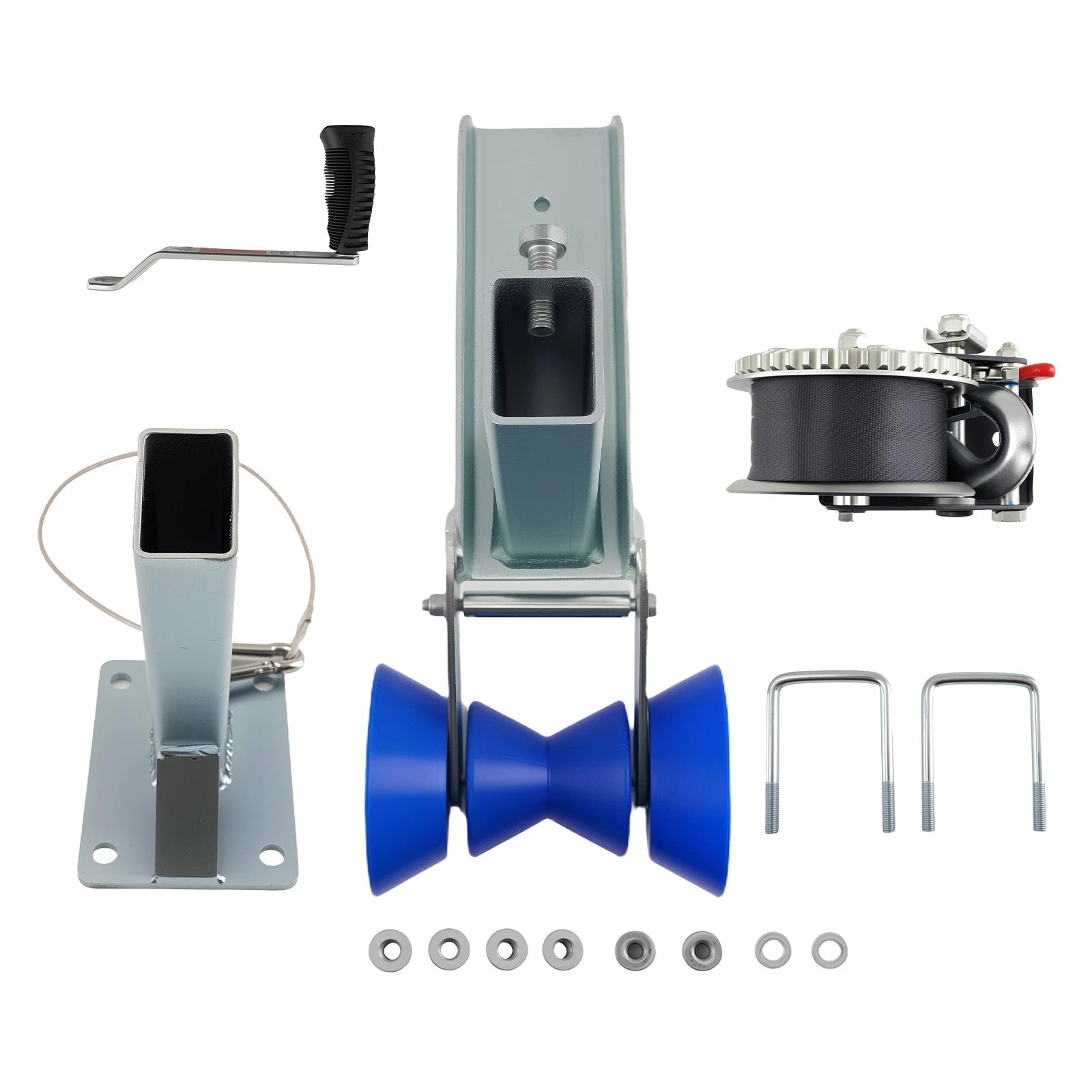 Adjustable Steel Winch Mount for 3x4 Boat Trailer Drawbar with 1200LB Winch (For 2007–2024)