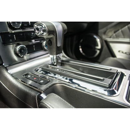 Brushed Stainless Center Console Plate with Polished Trim for 2010–2014 Mustang Manual