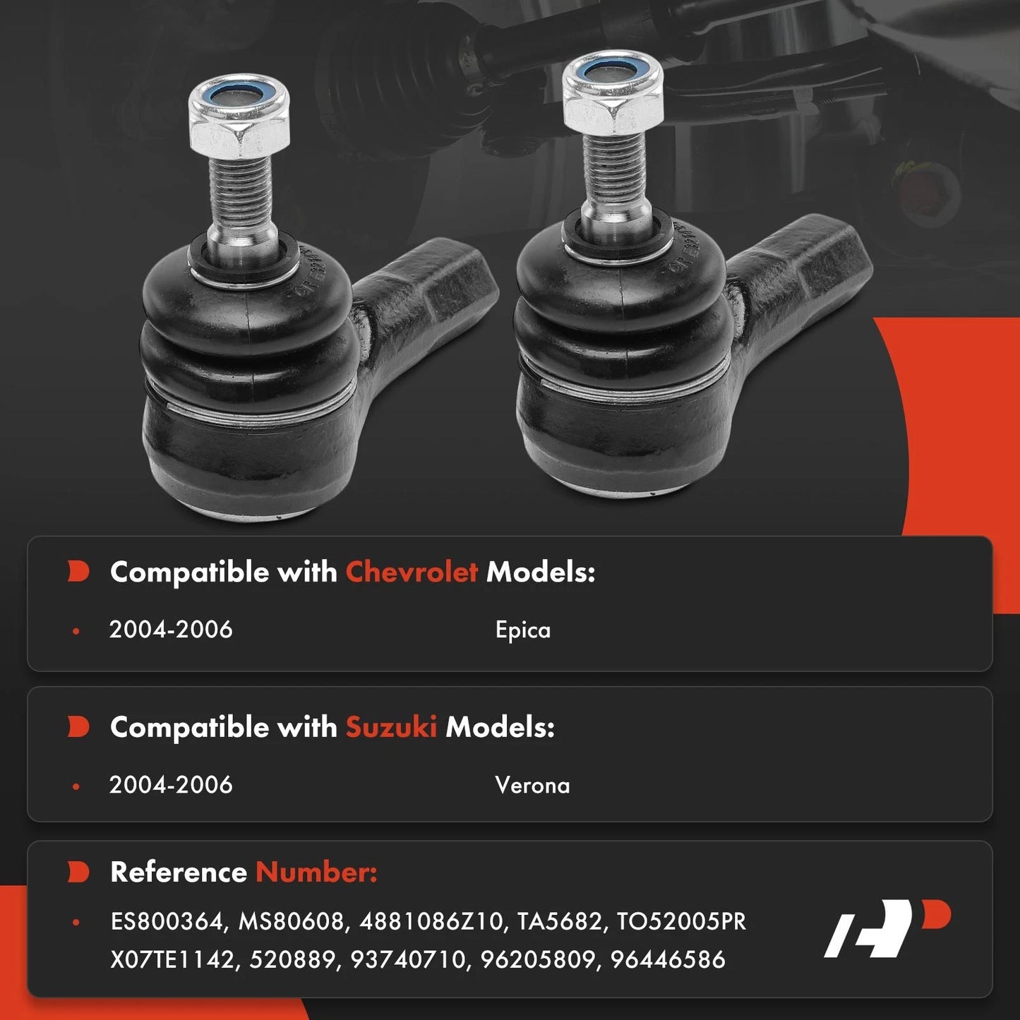 2X Front Outer Tie Rod End for Suzuki Verona (2004–2006)