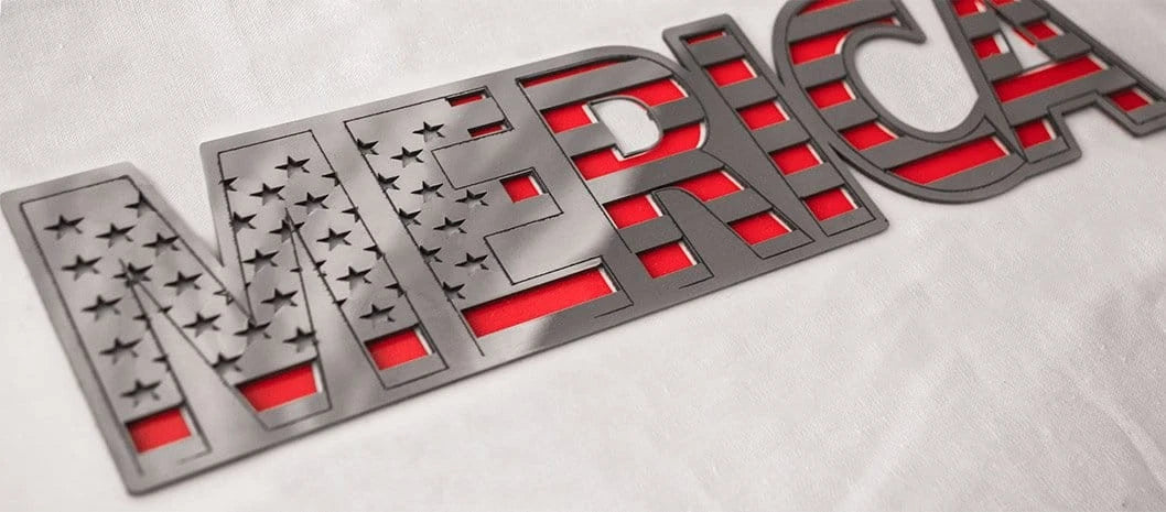 Brushed Stainless Steel Decal Emblem for MERICA Jeep Wrangler (2018–2024)