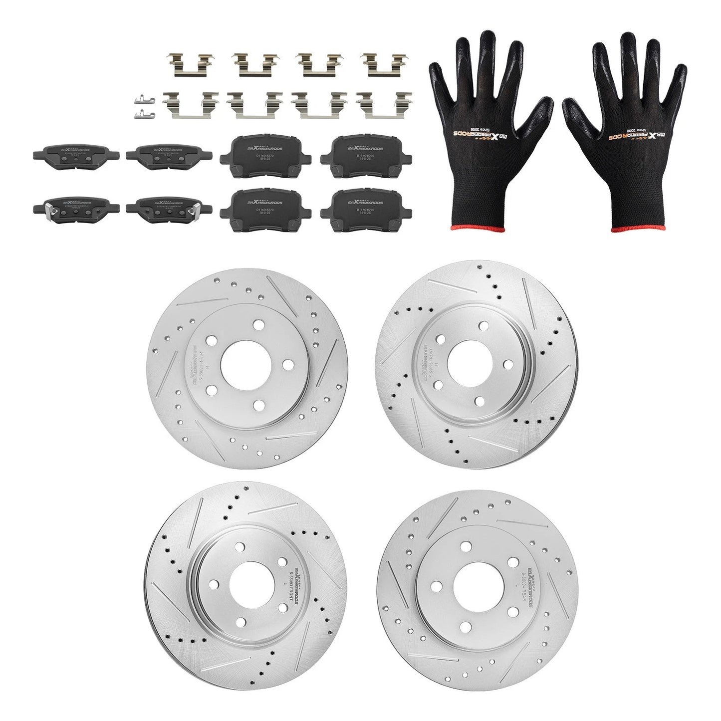 Front Rear Brake Rotors and Pads Kit for Chevrolet HHR (2008–2011)