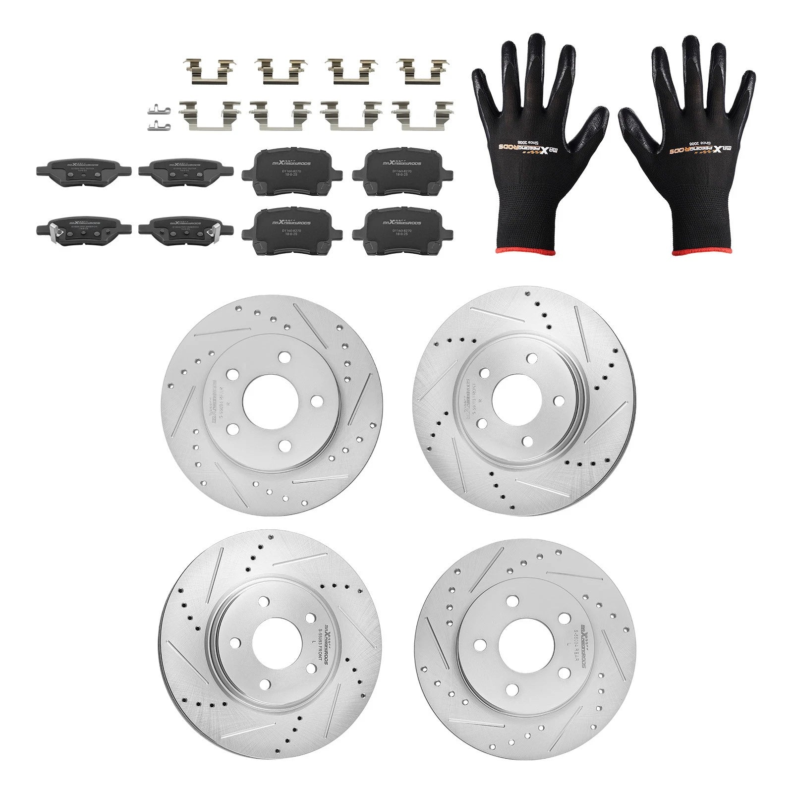 Front Rear Brake Rotors and Pads Kit for Chevrolet HHR (2008–2011)