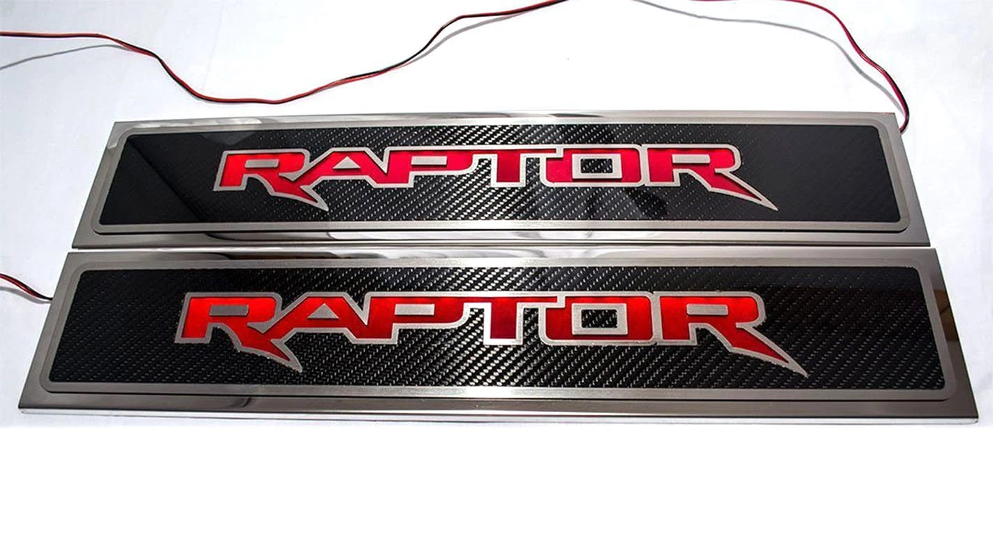 Door Sill Overlays with Red LED for Ford F-150 SVT Raptor (2017–2020)