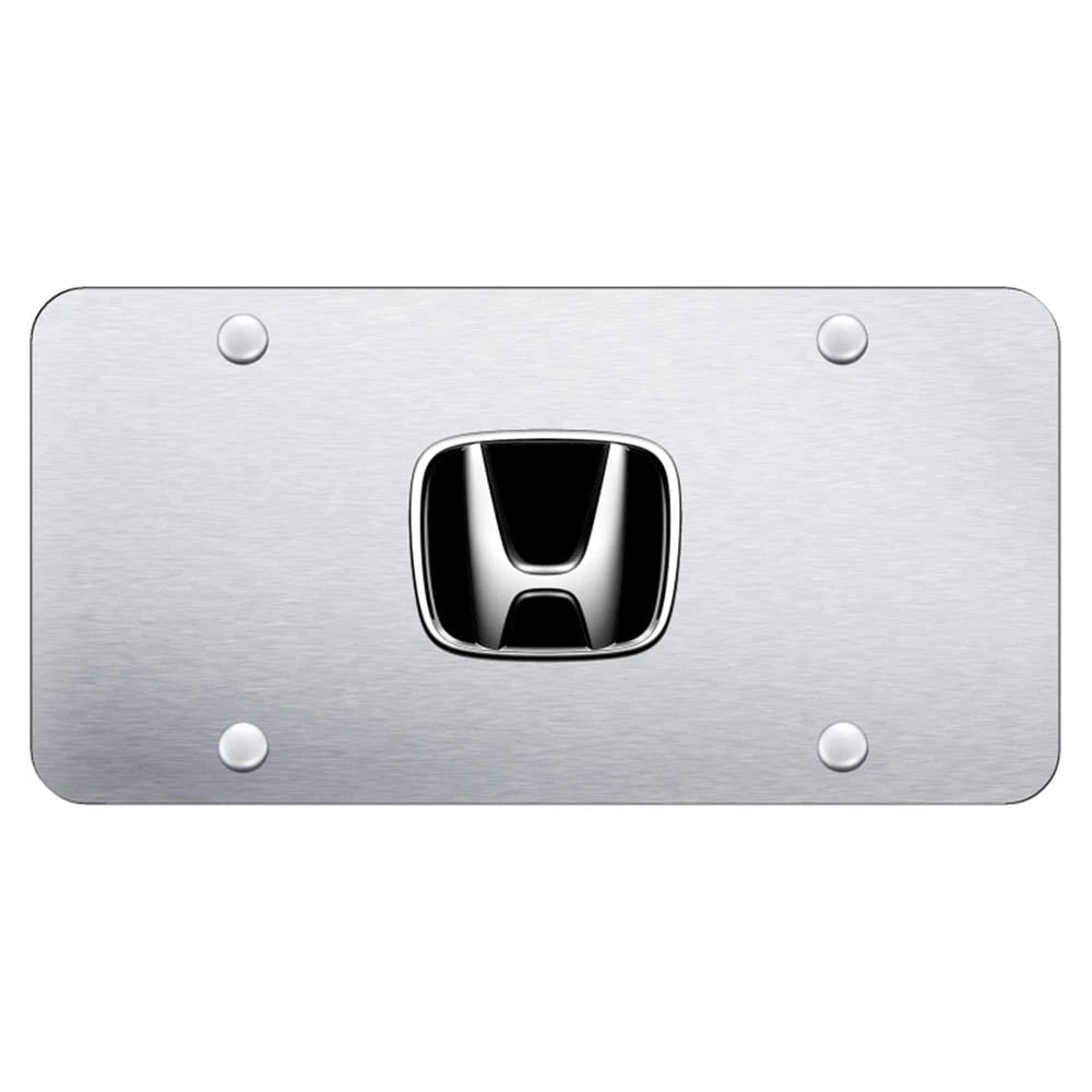 Chrome Logo on Brushed Stainless Steel Plate - Officially Licensed for Honda