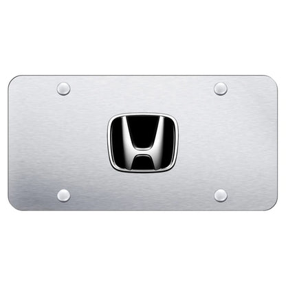 Chrome Logo on Brushed Stainless Steel Plate - Officially Licensed for Honda