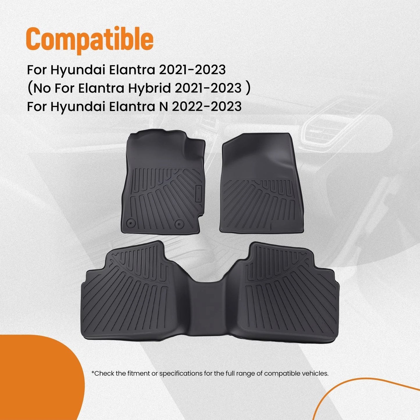 Carpet Floor Mats for Hyundai Elantra 2021–2026 N TPE Rubber All Weather