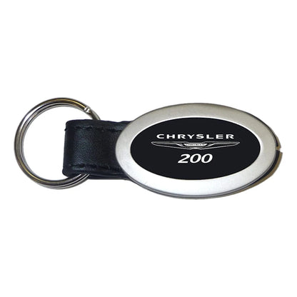 Black Leather Oval Keychain - Officially Licensed for Chrysler 200