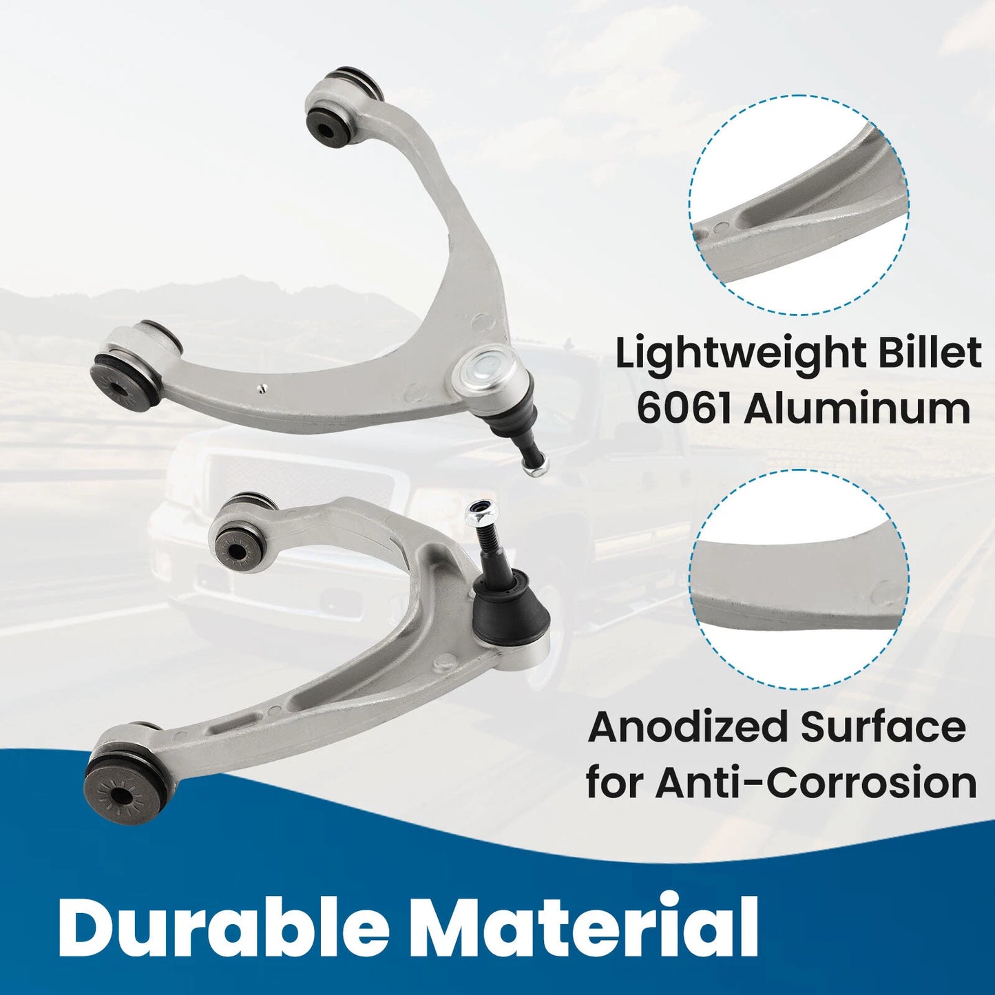 4x Upper Lower Aluminum Control Arms for Chevrolet Silverado Sierra (2014–2016)