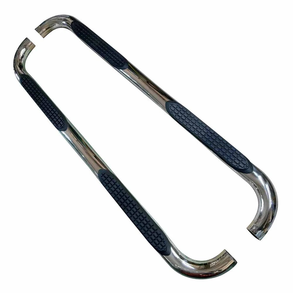 Polished 3in 90 Deg Round Bent w/Pads Step Nerf Bar for 18-19 Jeep Wrangler 2DR
