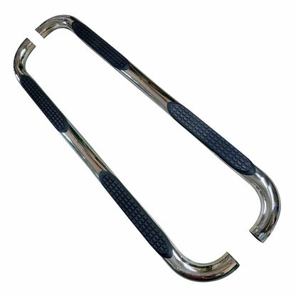 Polished 3in 90 Deg Round Bent w/Pads Step Nerf Bar for 18-19 Jeep Wrangler 2DR