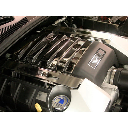 Chrome Valve Cover Cap for Blue Carbon Fiber Inlay for Chevy Camaro (2010–2015)