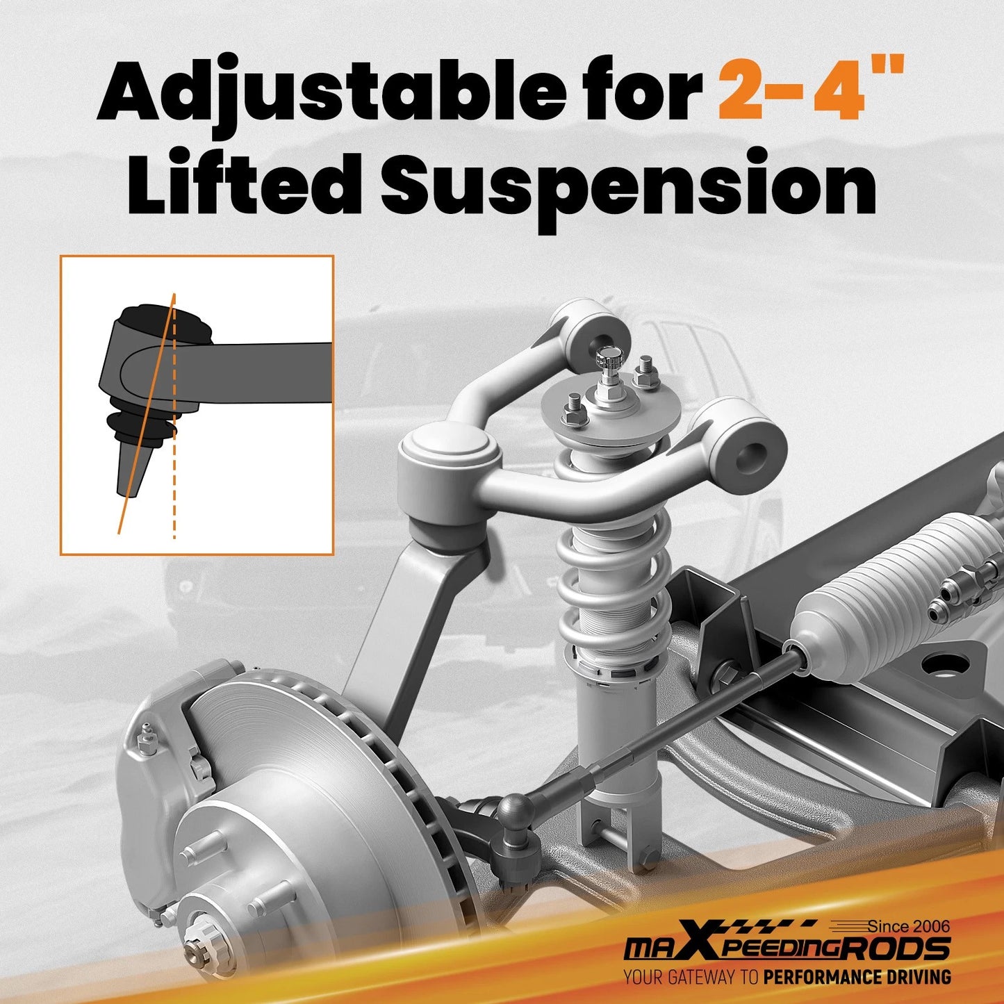 2pcs Front Upper Control Arms for 2019-2024 Silverado Sierra (2-4" Lift)