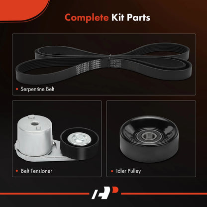 3X Serpentine Belt Drive Component Kit for Chevrolet GMC C3500HD (1999–2007)