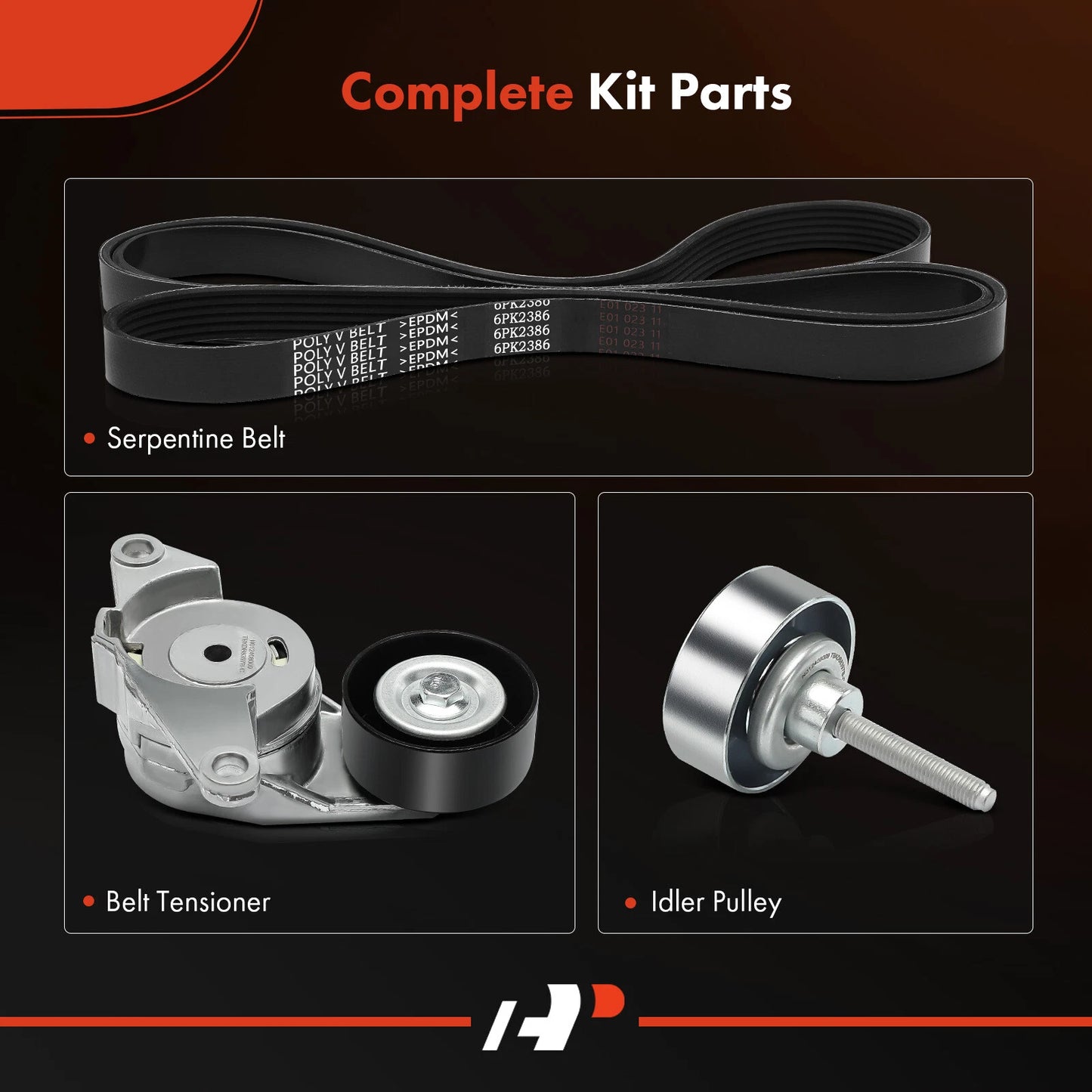 3X Serpentine Belt Drive Component Kit for Chevy Traverse (2009–2012)