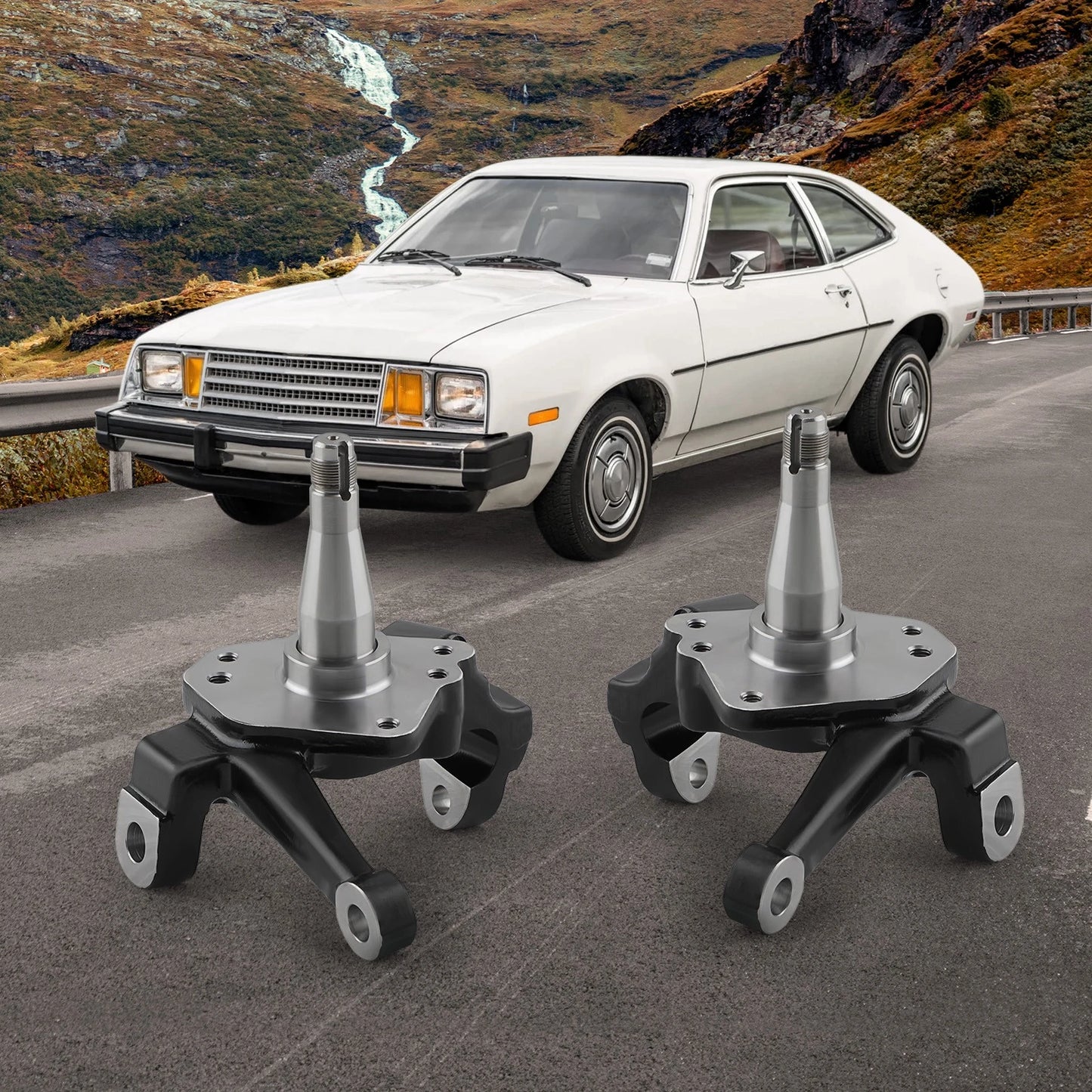 Forged Steel Front 2" Drop Spindles for Ford Mustang II Pinto (1974-1978)
