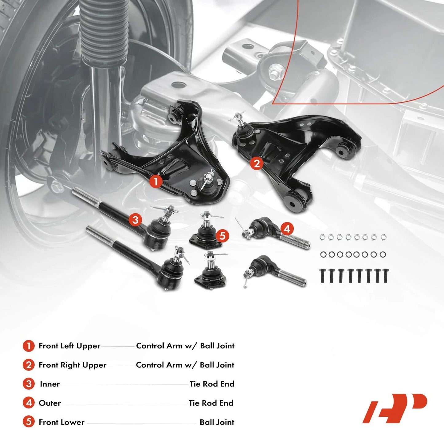 8x Front Upper Control Arm Tie Rod End for Chevrolet Blazer (1995–1996)