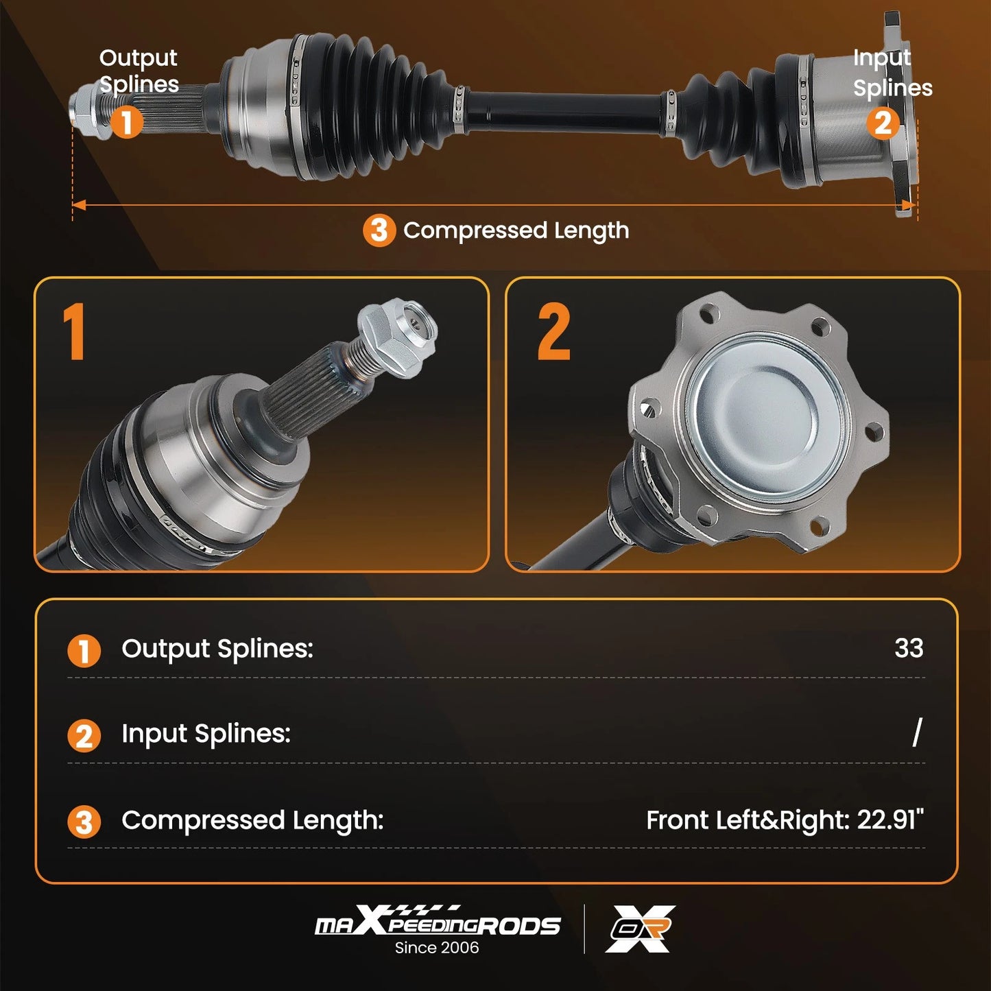 2x Front CV Axle Shaft for Chevy Silverado GMC Sierra (2007–2020)