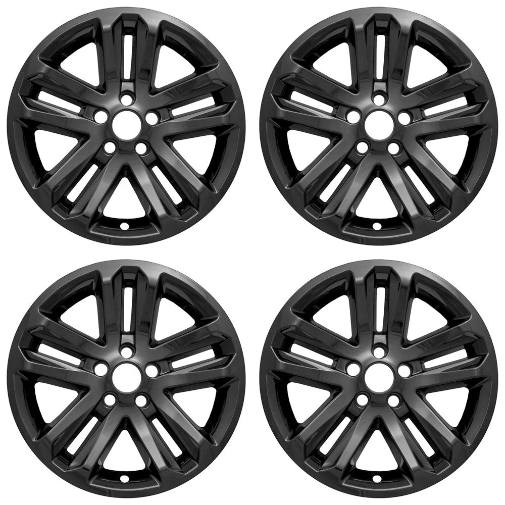 4 BLACK 18" Alloy Wheel Skins Full Covers Hub Caps for 2011-2017 Ford EXPLORER