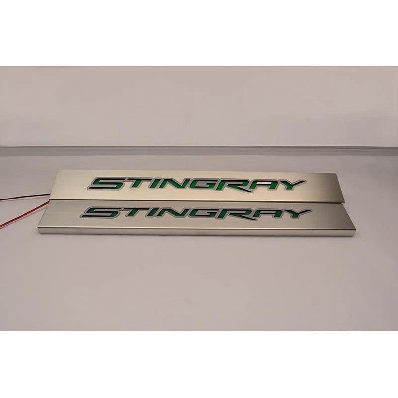 Door Sill Kit Replacement with Red LED Logo for 2014-2019 Corvette