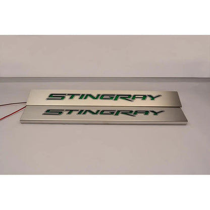 Door Sill Kit Replacement with Red LED Logo for 2014-2019 Corvette