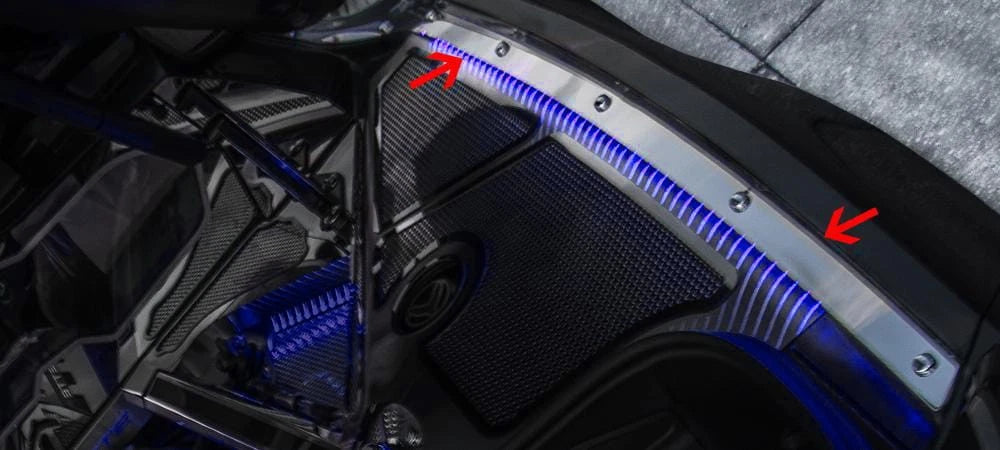 2pc Polished Stainless Fender Caps w/Blue LED&Bolt Covers for 2020-2021 Corvette