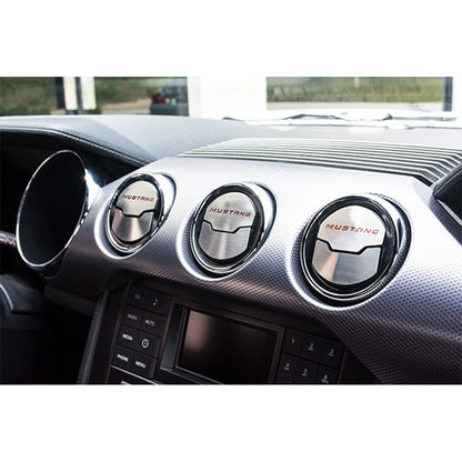 Brushed A/C Vent Trim w/Green Carbon Fiber 'Mustang' Inlay for 2015-2016 Mustang