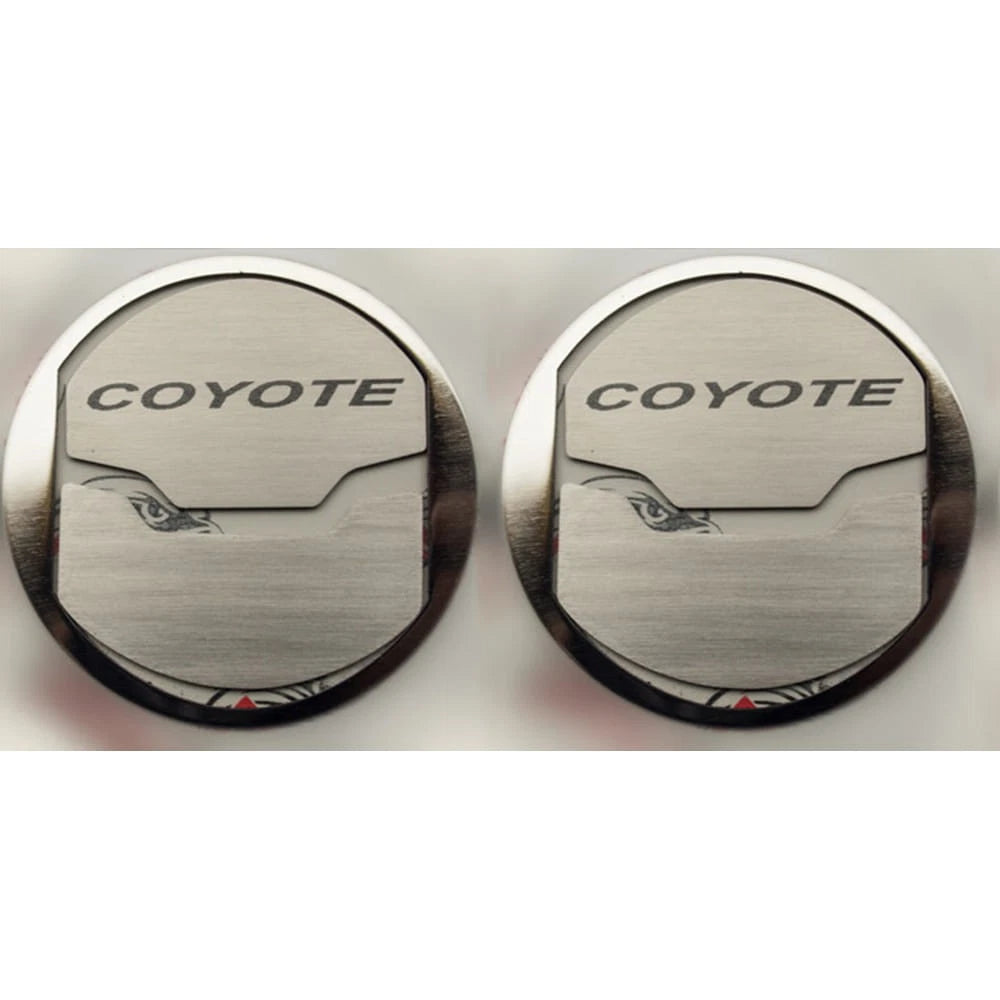 Brushed Stainless A/C Vent Trim with Etched Coyote for Ford Mustang 2015–2020