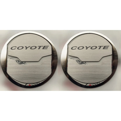 Brushed Stainless A/C Vent Trim with Etched Coyote for Ford Mustang 2015–2020
