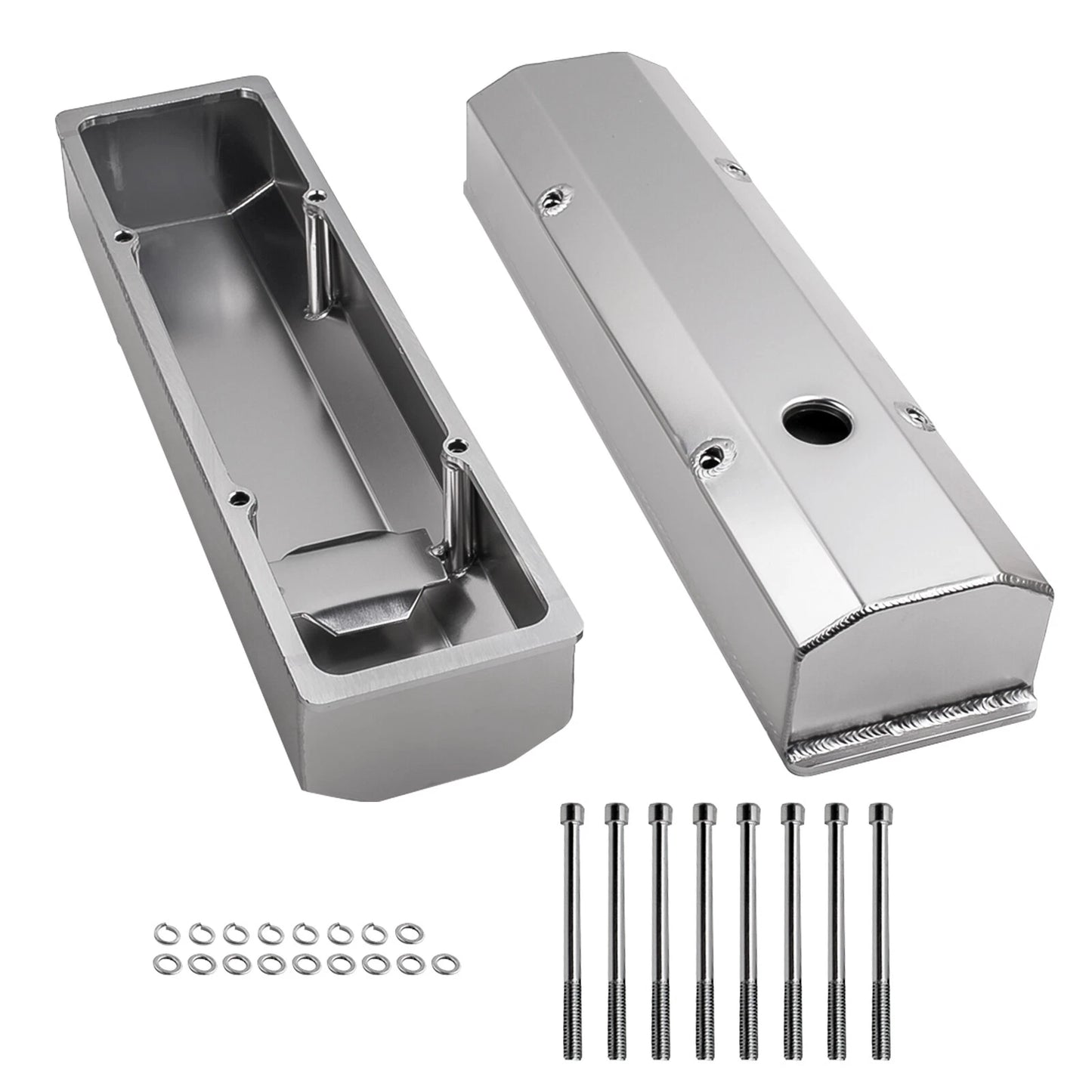 Fabricated Satin Long Bolt Valve Covers for Chevrolet 350 SBC (1958–1986)